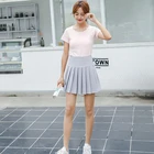 China Supplier Fashion Women Bright Line Decoration Gray Pleated Skirt,Student Style Pleated Skirt