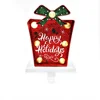 2019 New Cheap Battery Operated Lights Christmas Gift Box Design Metal Stocking Hanger Holder Hooks Happy Holidays Xmas Decor