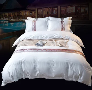 Luxury 100 Cotton Satin White Bed Linen Douvet Cover Bedding Set