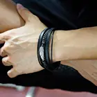 Hot Sell Popular High Quality Religious Charm Feather Leather Bracelet
