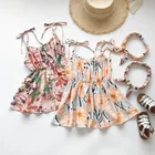 Summer Beach Sleeveless Girl Clothing Floral Thailand Baby Dress Spaghetti Strap Toddler Girl Dresses