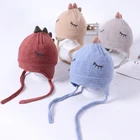 New Cartoon Dinosaur Knitted Hat 6-24 Months Baby Striped Warm Unisex Cotton Beanie Hat