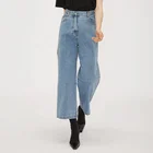 Good quality woman trendy straight cut casual blue denim jeans for woman