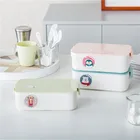 Modern design good quality cute 2 compartment kids children tiffin bento plastic lunch box with custom logo