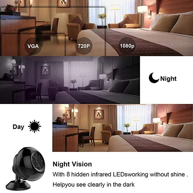 360 camera HD 1080p hidden spy wireless wifi mini camcorders night vision baby monitor 4K camera wifi ip video cameras