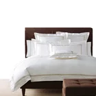 Hotel and home use luxury soft cotton fabric white brand bed bedding sheet sets
