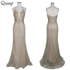Sexy Evening V-neck Dresses Beaded Elegant Long Party Formal Dress