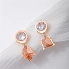 Rose Gold Earrings Earring Woman Earring 18k Rose Gold Butterfly Stud Earrings For Women