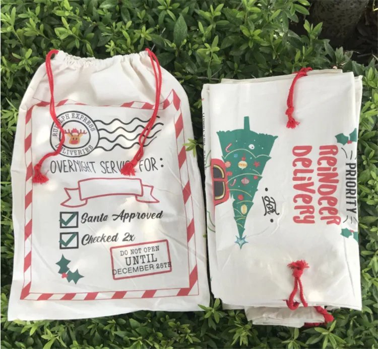 eco friendly cotton christmas drawstring bag santa sack for gift