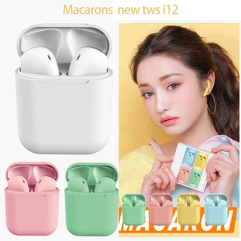 Original Factory macaro Inpods 12 Tws Wireless Bluetooths Earbuds Mini Stereo Sports Earphone Headphones i12 tws - ANKUX.COM