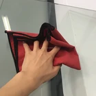Compact Red 16x16 200gsm Auto Detailing Car Wash Towel Screen Window Glass Towel Suede Microfiber Glass Cleaning Cloth