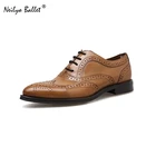 Deep mouth brougue cap toe shoes British style vintage lace up wingtip women flat Oxford shoes