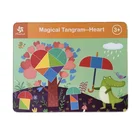 Top quality handmade wooden heartshape magnetic tangram puzzle board game