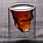 Clear Crystal Double Wall Clear Beer Wine Crystal Skull Head Whiskey Glass Cup Mug