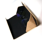 High Quality black color custom logo printed Leather eyeglass case glasses box