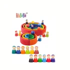 12Pcs Safe Non Toxic Kids Building Blocks Montessori Preschool Educational Large Rainbow Stacking Wooden Toys