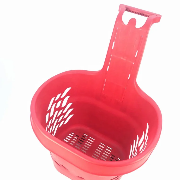 Hot sale portable household rolling PP plastic laundry basket with wheels details