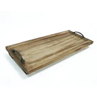 Wholesales rustic distressed wooden hotel coffee and tea tray with stand and metal handles