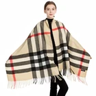 Cotton Scarf Scarf Winter Female Cotton Plaid Scarf Women Scarves Wide Lattice Long Shawl Wrap