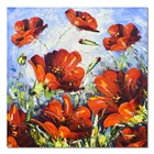 Handmade Modern Beautiful Blooming flower Design Oil Paintings of Red Poppies