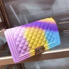 Beach Custom Pvc Lingge Chain Beach Candy Gradient Crossbody Shoulder Colorful Women Jelly Bag Handbags