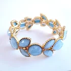 2019 New arrival multi shapes glitter epoxy resin stones stretch bracelet in 18k gold plating