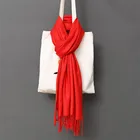 Winter Islamic Ladie's Soft Warm Pashmina Muslim Girl's Scarf Solid Color Plain Polyester Shawl Scarves