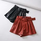 Custom women's High-waisted wide-leg leather red bondage skirt,Customizable your logo