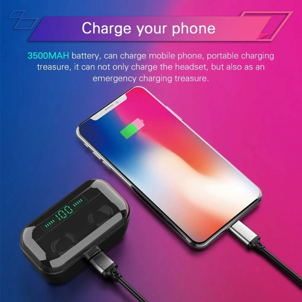 G6S Bluetooth Earphones TWS Headphones 8D Stereo Sport Wireless Earbuds Waterproof Earpeices Wireless Charging 3500mAh chargebox - ANKUX.COM