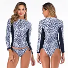 Wholesale Swimsuit Sublimated Rash guard spf50 women long sleeve surf shirt and shorts