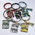Wallet New Update Snakeskin PU Bracelet Key Ring Wallet Tassel Bracelets ID Credit Cards Holder Keychain