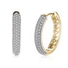 Custom Brass Gold Plated Big CZ Hoop Earrings For Women