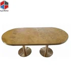 Yellow marble dining table set 12 seater