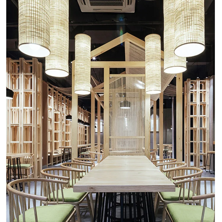 Vintage handmade rattan bamboo weaving natural wooden E27  home deco pendant light