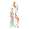 Nightclub Long Vest Coats Halloween / Stage Costumes Female Faux Fur with Pu Leather Jacket Coat/ Performance Clothing
