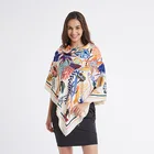 Classic 130Cm*130Cm Square Printed Shawl Imitated Silk Scarf Silk Pashmina Screen Scarf