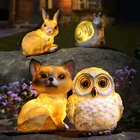 Outdoor Solar powered lawn landscape gift resin figurine statue decorative Garden Solar animal dog rabbit owl snail Light