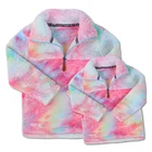 2019 Wholesale Sherpa coat Tie dye Polyester Thick Fleece Sherpa Pullover for Women & Girls