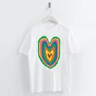 Casual Love Heart Print Women T-shirt Summer Short Sleeve White Tee Shirt Female Tops for Wholesale and Dropshipping