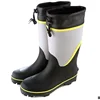 Winter warm cotton lining plus size 46 steel toe durable rubber men rain fishing wellington boot with pu collar