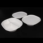 Sugarcane Bagasse Biodegradable Disposable Paper Pulp 3 Compartment Lunch Box Food Containers