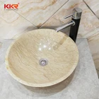 KKR Bathroom Sink Marble Vessel Sink Above Counter Bathroom Lavatory Hotel Bowl Basin Of gold yellow marble Sink