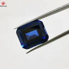 High quality Corundum gemstone Blue Sapphire gems 34 # color Emerald Cut loos sapphire gemstone