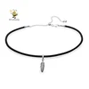online shop china leather necklace Feather pendant choker chain For Women 925 Sterling Silver Extend Chain Necklace