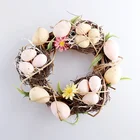 10inch Easter Decorating Easter Wreath Bird's Nest Decoration Artificial Flower Pine for Holiday