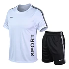 Short Sleeve Polyester Spandex Mesh Jogging Sets Summer Fashion Suits Two Piece Outfit Men Jogger Suits Set
