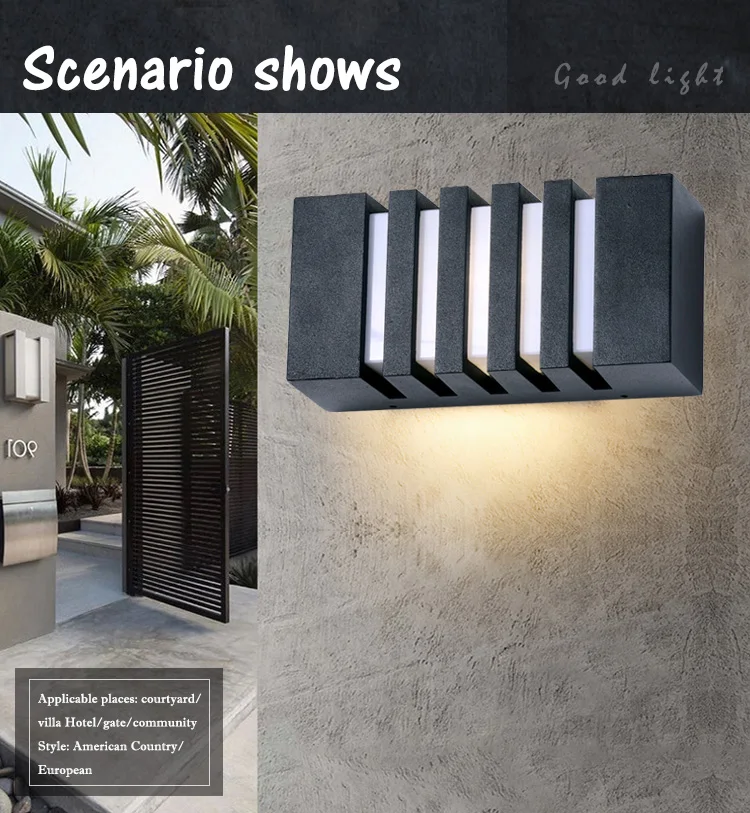 Modern Design Energy saving Geometry Aluminium body Home Outdoor Wall Lamp