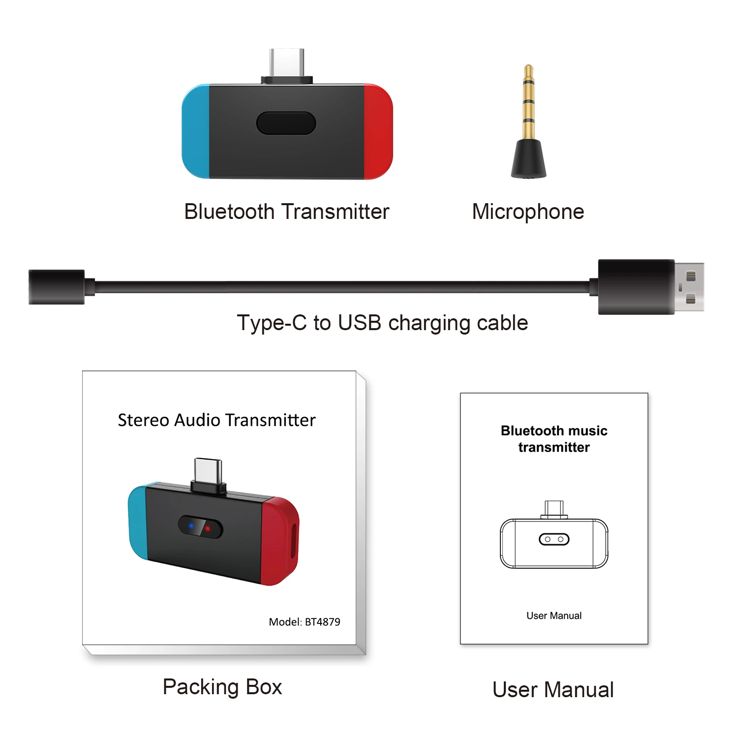 bluetooth transmitter type-c port for ps4 switch