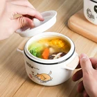 Pot Japanese Style Ceramic Cartoon Dog Pig Cat Kitchenware Soup Casseroles Mini Cooking Pot With Bowl Lid