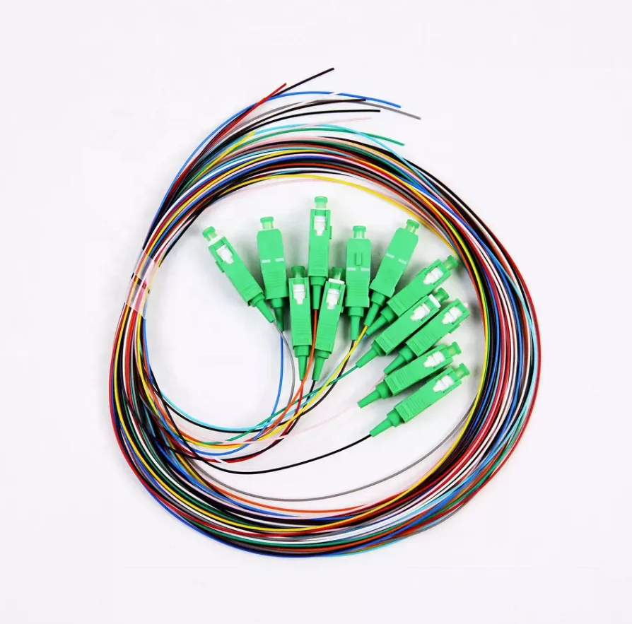 Fiber Optic Bundle Pigtail Sc Apc Connector 12 Color 0 9mm Sm Ftth